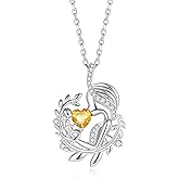 FANCIME Birthstone Mother Heart Necklace - Tree of Life Pendant I Love You Mom Jewelry Gift for Mom, Grandmother, Wife, 16"+2" Chain, Symbol of Love & Eternal Bond