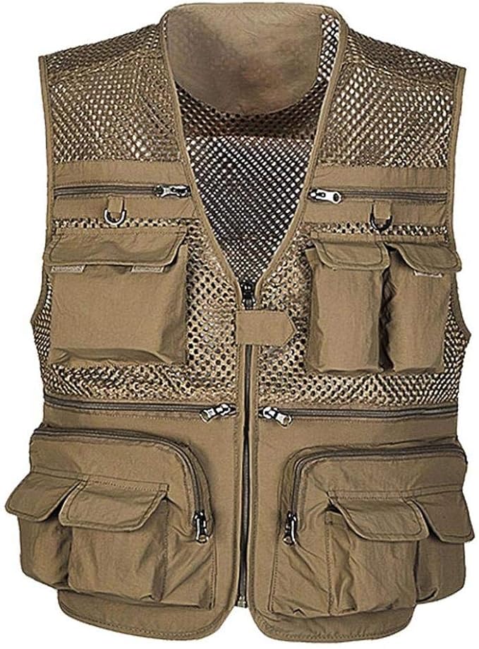 Fishing Vest Men's Work MultiPockets Vest Breathable Waistcoat Jackets