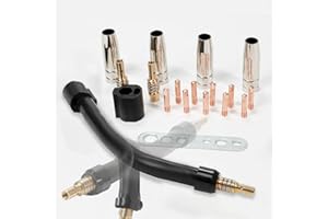 GALEITH Flexible Mig Welding Neck, 360 Flexible Mig Gun Extension, 030 Inch 0.8mm M6 Nozzle Holder Diffuser and Guard and Torch Neck for MB15 15AK Flexible Mig Extension
