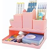 Cute Vertical Pen Organizer, Kawaii Desk Organizer Pen Holder Stationery, Marker Pencil Storage Caddy Tray for Office, School