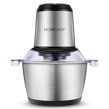 HOMEASY Zerkleinerer Universalzerkleinerer mit 2L Edelstahlschüssel, 350W Elektrisch Multizerkleinerer, Fleischwolf mit 4 Kli