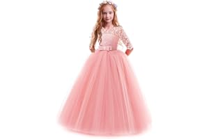 OWLFAY Flower Girl Lace Dress for Kids Wedding Bridesmaid Pageant Party Prom Formal Ball Gown Princess Puffy Tulle Dresses