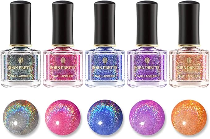 Amazon Born Pretty ホログラフィックマニキュア キラキララメ入り 細かいラメ入り 5色セット 6ml 虹のような ネイルポリッシュ ネイルカラー用品 並行輸入品 Born Pretty マニキュア ネイルポリッシュ 通販