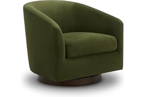 CHITA Swivel Accent Chair, FSC Certified Upholstered Velvet Barrel Chair for Living Room, Fully Assembled, Forest Green
