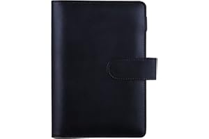 A5PU Leather Notebook 6 Round Ring Binder Cover, for A5 Filler Paper(Inner Paper Not Included) with Magnetic Buckle Closure b
