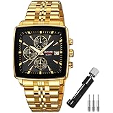 SKMEI Square Watch for Men Business Stainless Dress Fashion Waterproof Luxury Analog Simple Large Big Face Fathers Dad Gifts Gold Black Wrist Watches