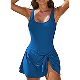 Aleumdr One Piece Swimdress Swimsuits for Women Tummy Control Tie Knot Swim Dresses Skirt Bathing Suit