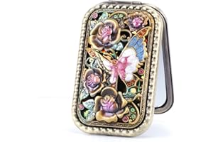 Makeup Mirror Square Foldable Hollow-Out Compact Pocket Mirror European Style Retro Cosmetic Folding Mirror (11)