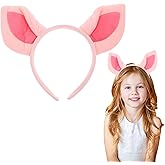 Healvian Pig Ears Headband,Pink Pig Ears Hair Hoop Headdress Plush Animal Horns Headwear for Wash Face,Animal Headband for Cosplay Halloween Party Stage Performance Prop
