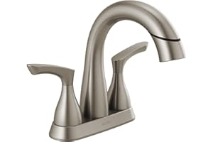 Delta Broadmoor Centerset Brushed Nickel Bathroom Faucet with Sprayer, 4 Inch 3 Hole Bathroom Sink Faucet with Pull Out Sprayer, Push-Pop Drain, Stainless 25765LF-SSPD