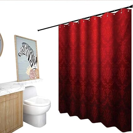 Amazon Com Homecoco Dark Red Fabric Shower Curtain Antique Floral