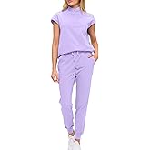 Monarch Uniforms Womens Jogger Scrub Set with Oversized Scrub Top with Mandarin Collar. Supreme Comfort Scrub Set for Women