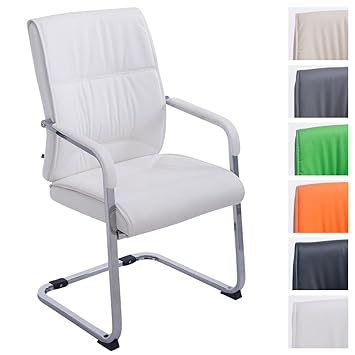 CLP XXL-Freischwinger Anubis mit Kunstlederbezug und gepolsterter Sitzfläche I Pflegeleichter Konferenzstuhl mit Armlehne Wei