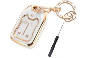 Anzaxni Key Fob Cover Compatible with GMC, TPU Key Case Fit for 2019 2020 2021 2022 Chevy Silverado GMC Sierra 1500 2500HD 3500HD Terrain Acadia Smart Key Protector Shell 5 Buttons