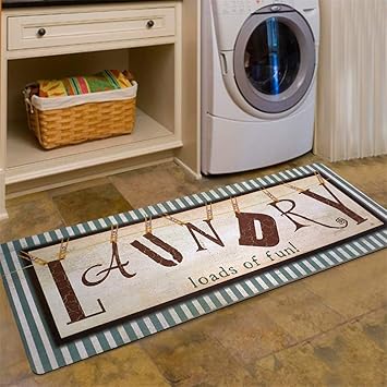 Amazon Com Ustide Vintage Style Laundry Room Waterproof Striped Floor Runners Non Skid Kitchen Floor Mat Farmhouse Washhouse Mat Bathroom Rugs Non Slip Rubber Area Rug 20 X48 Green Furniture Decor