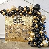 BALONAR 136Pcs DIY Gold and Black Garland Balloons