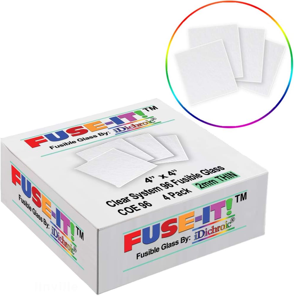 Clear Fusible Glass 4 Inch Squares 2 mm (Thin) - COE 96-4 Pack