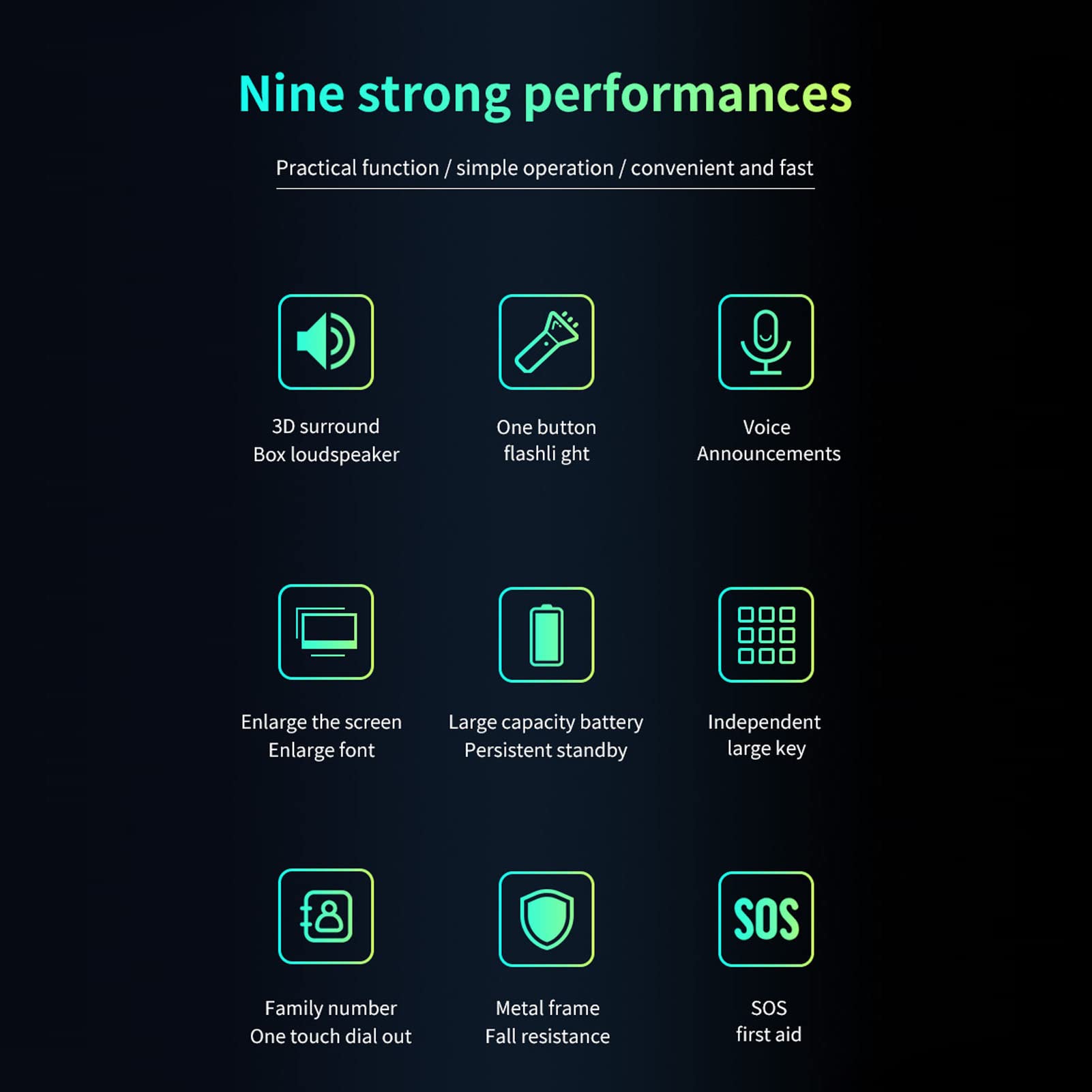 Unlocked Senior Cell Phone, Big Button Dual SIM Senior Phone, Easy to Use Mobile Phone with Large Capacity Battery, Flashlight, SOS Key, Voice Recorder, Calendar, Alarm Clock, Calculator, Black