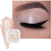Kaely Pressed Single Eyeshadow Makeup, Sheer White Sparkle Highly Pigmented Monochrome Eye Shadow Palette, Waterproof Neutral Powder Mini Eyeshadow, sombras para ojos, Lightweight Blendable, 02
