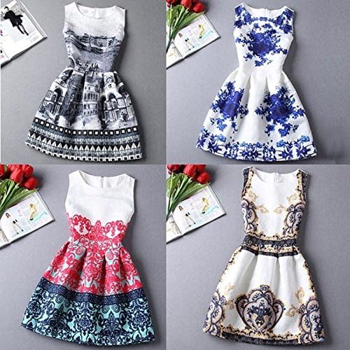Hot sale New 2015 Europe and the United summer Fashion A-Line women casual vintage dresses printing sleeveless Vestidos dress