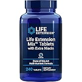 Life Extension Mix™ Tablets with Extra Niacin, high Potency, Advanced Vitamin, Mineral, Fruit & Vegetable Formula, Plus Extra B3, for Whole-Body Health, Healthy Aging, Gluten-Free, 240 Tablets