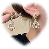 Crymystal Boho Crystal Drop Earrings Square Crystal Earrings Rhinestone Dripping Stud Earrings Sparkly Cz Earrings Paved Drop Earrings Jewelry for Women and Girls Gifts