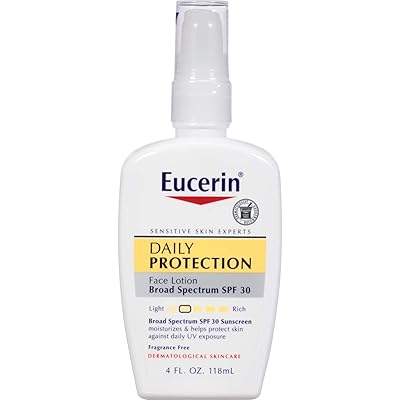 Eucerin Daily Protection Face Lotion - Broad Spectrum SPF 30 - Moisturizes and Protects Sensitive, Dry Skin - 4 Fl Oz Pump Bottle