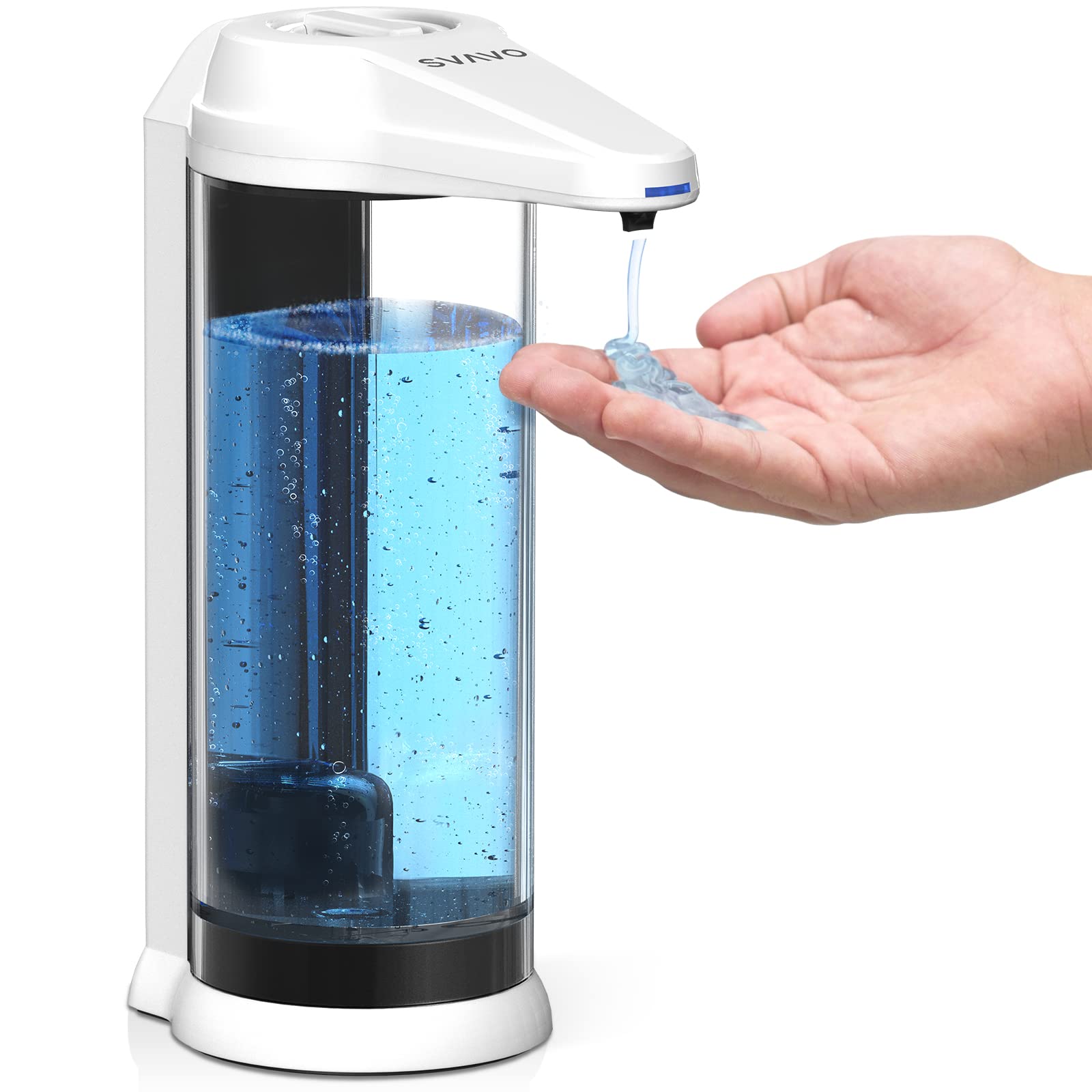 SVAVO Automatic Soap Dispenser, 500ml/17OZ, 8 Levels Volume Control, Dish Soap Pump Touchless Hand Sanitizer Dispenser for Kids Bathroom Kitchen Commercial, White