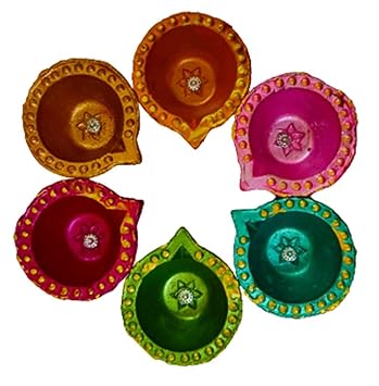 DMS RETAIL Handmade Terracotta Decorative Diya for Diwali Decoration Mitti Diya Oil Lamp Earthen Clay Diya Pack of 12