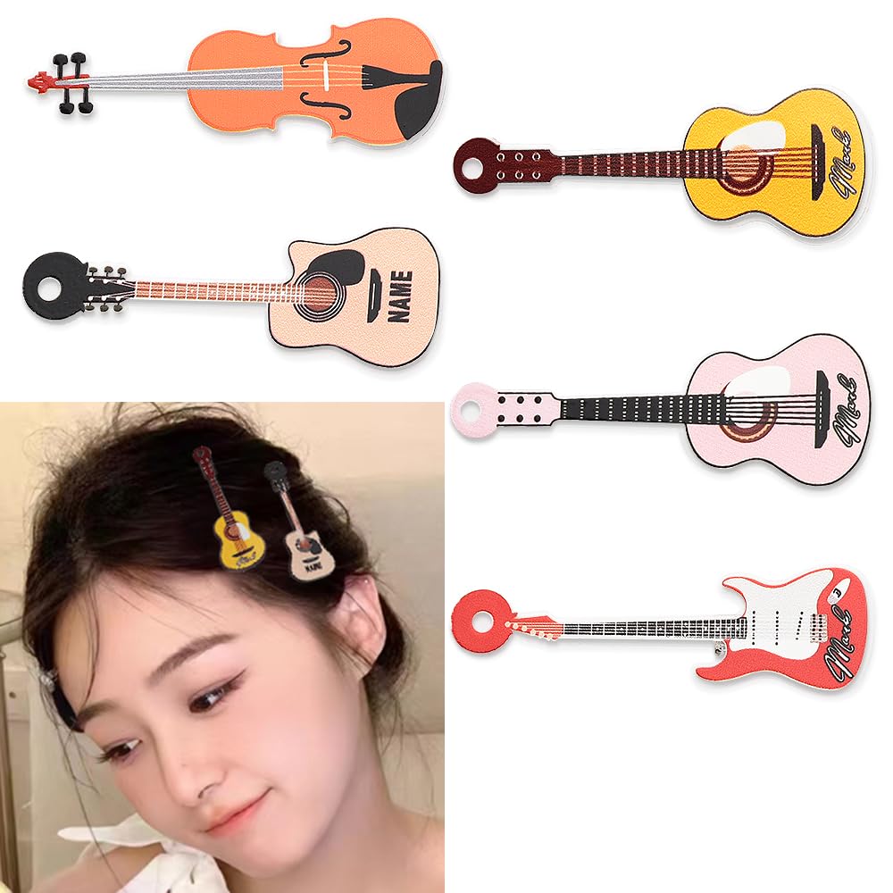 Guitar Hair Clip for Women Girls Barrette Hair Clips Guitar for Teen Girl Y2k Hair Clips for Sister Hairpin Hairclip Vintage Hair Accessories for Women Girls Headdress Headpiece 5Pcs