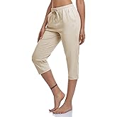 VEOBIKE Women's Capri Pants Cotton Jersey Yoga Capris Drawstring Joggers Workout Sweatpants Loose Lounge Crop Pants Pockets