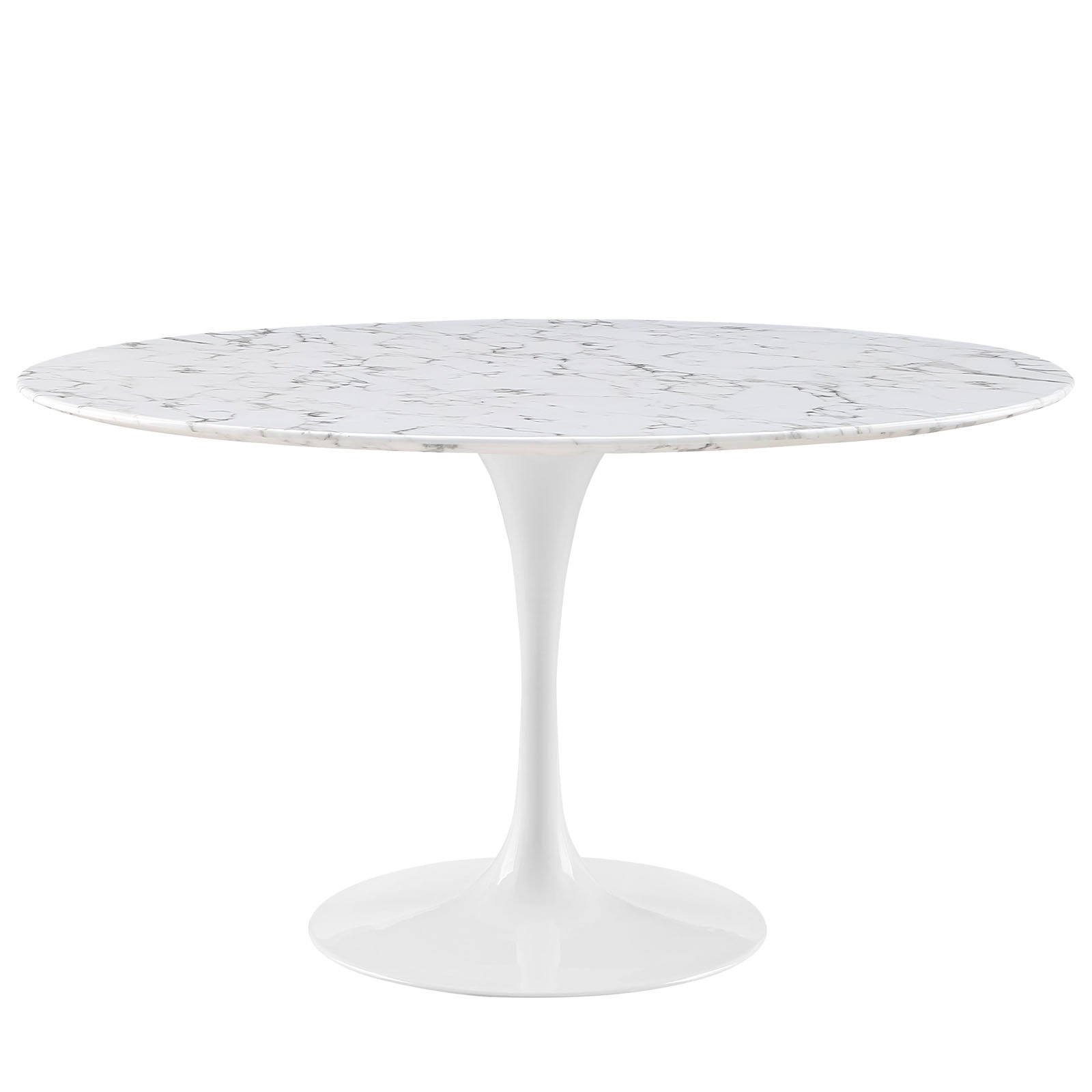 Modway EEI-1132-WHI Lippa Mid-Century Modern 54" Round Artificial Marble Dining Table, Top, White Base