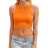 Abardsion Women’s Sexy Sleeveless Racerback Crop Top Classic Basic Double Layer Halter Tank Tops