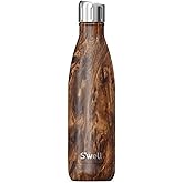 S'well Stainless Steel Water Bottle with Sports Cap, 17oz, Teakwood, Triple Layered Vacuum Insulated Containers Keeps Drinks Cold for 36 Hours and Hot for 10, BPA Free, Perfect for On the Go