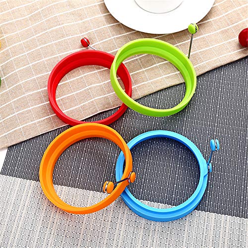 Wenini 4Pcs Round Egg Rings Mold, for Breakfast Sandwiches, Small omelettes, Desserts, Benedict Eggs, Egg Muffins, Burger Patties, Poached Eggs 4 inches (Orange❤️)