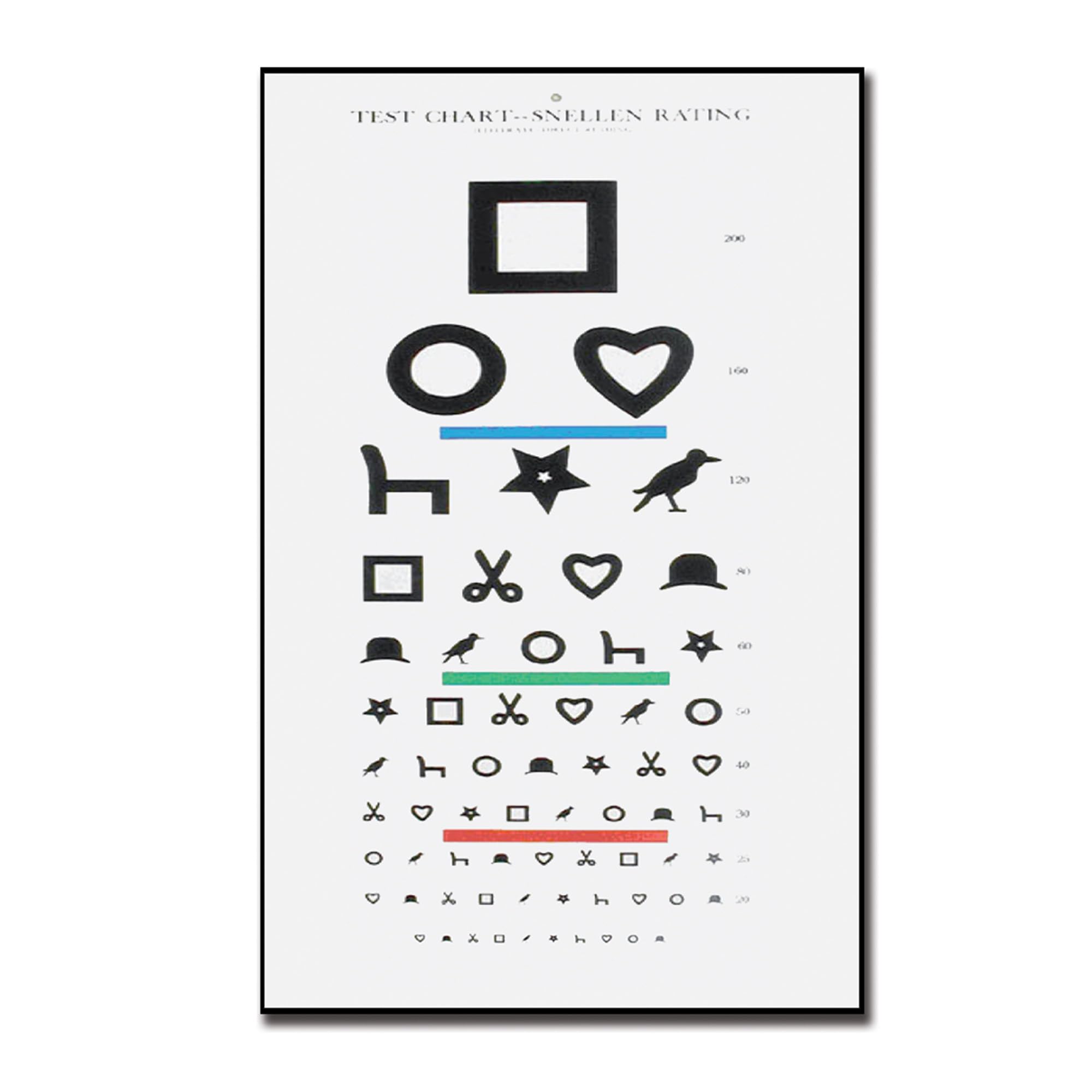 Gima - Ewing Illiterate Test Chart, Dimension 28 x 56 cm, Distance 6.1 m
