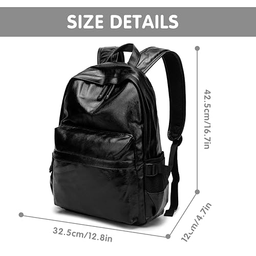 MCWTH Leather Laptop Backpack for Men Women, School College