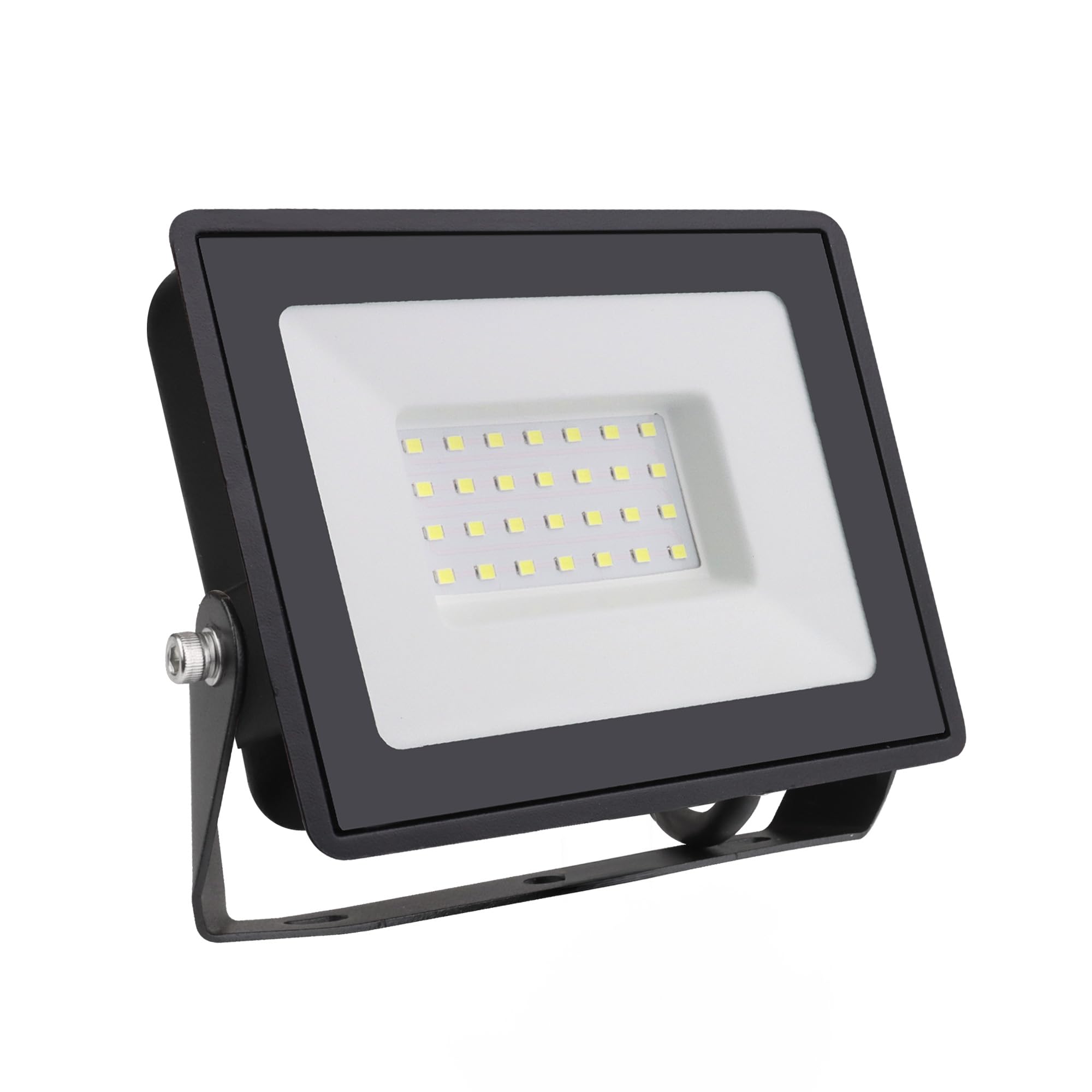 Bright Source LED Floodlight, IP65, 30W, 3300lm, 120° Beam Angle, 6500K Daylight White, Black, with Adjustable Tilt Mounting Bracket & 1m Lead Wire