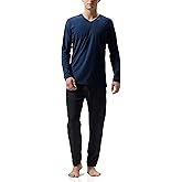 DAVID ARCHY Men's Pajamas Set Soft Cotton pajamas for men Comfy Loungewear Pjs with Pockets