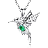 VONALA Hummingbird Necklace 925 Sterling Silver Bird Pendant Jewelry Birthday Gifts for Women