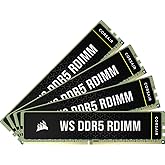 CORSAIR Memória de computador WS DDR5 ECC RDIMM 64GB (4x16GB) 6000MHz CL40 AMD Expo Intel XMP 3.0 - Preto (CMA64GX5M4B6000Z40