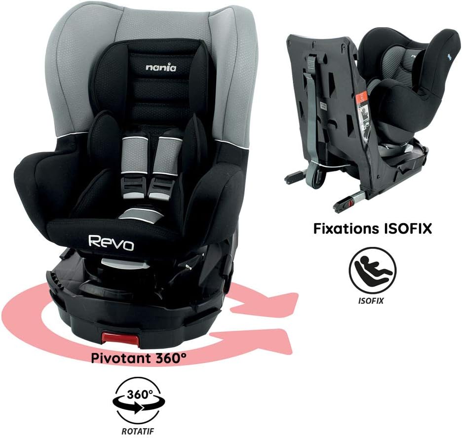 Nania REVO isofix car seat, 360° swivel group 0/1 (018kg) Luxe (GREY