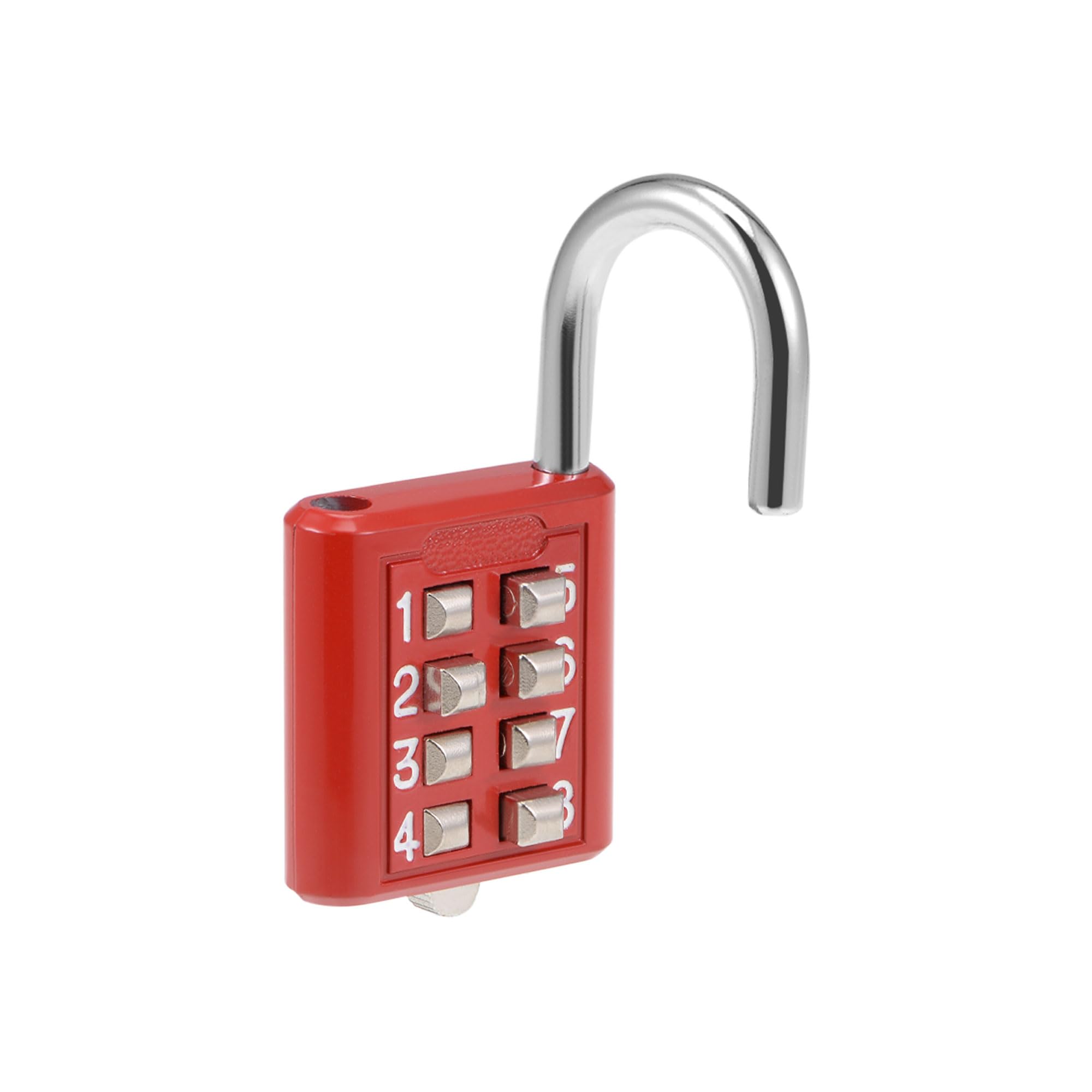 M METERXITY 8 Digit Combination Padlock - Zinc Alloy Indoor Outdoor Padlock, Push Button Lock, Apply to Gym Gate Sports Locker (5mm, Red)