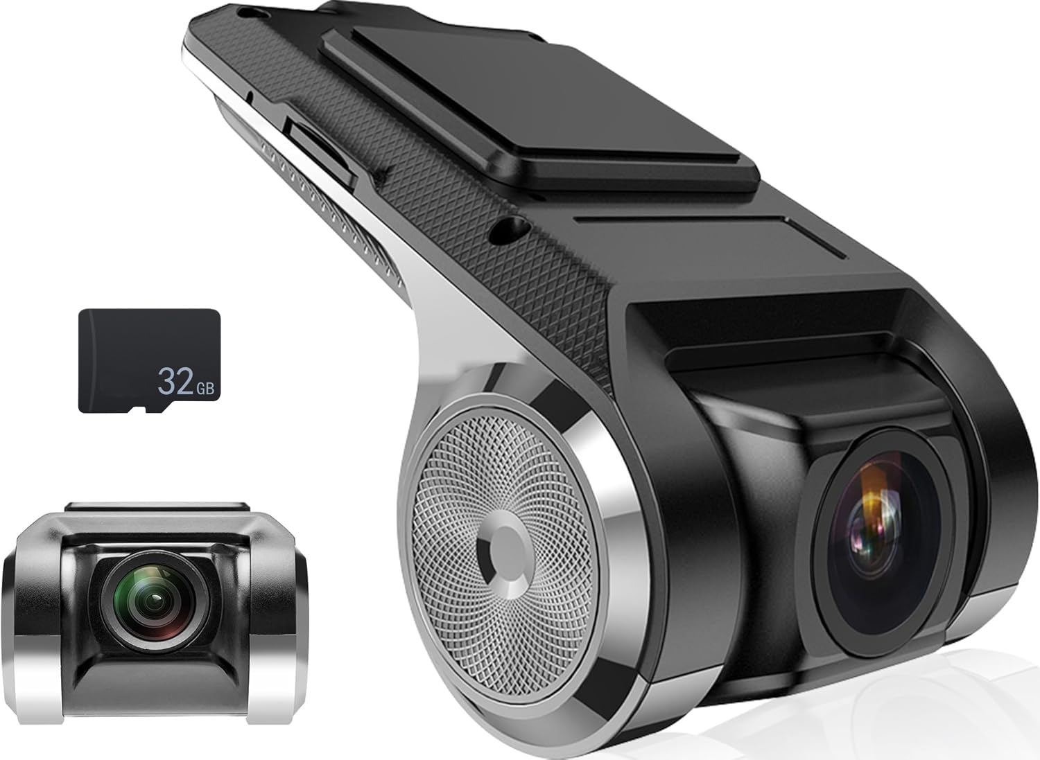 CAMECHO Car Dash Cam HD USB for Android Car Radio, Front-facing, Waterproof Mini DVR Dashboard Video Recorder 170° Wide Angle Night Vision+32GB TF card