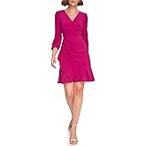 Eliza J Womens 3/4 Sleeve V-Neck Short Dress