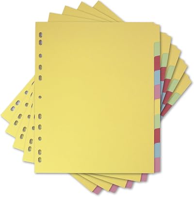 Elba A4+ Yellow 10 Part File Dividers 5 Pack for Binders Punched Pockets