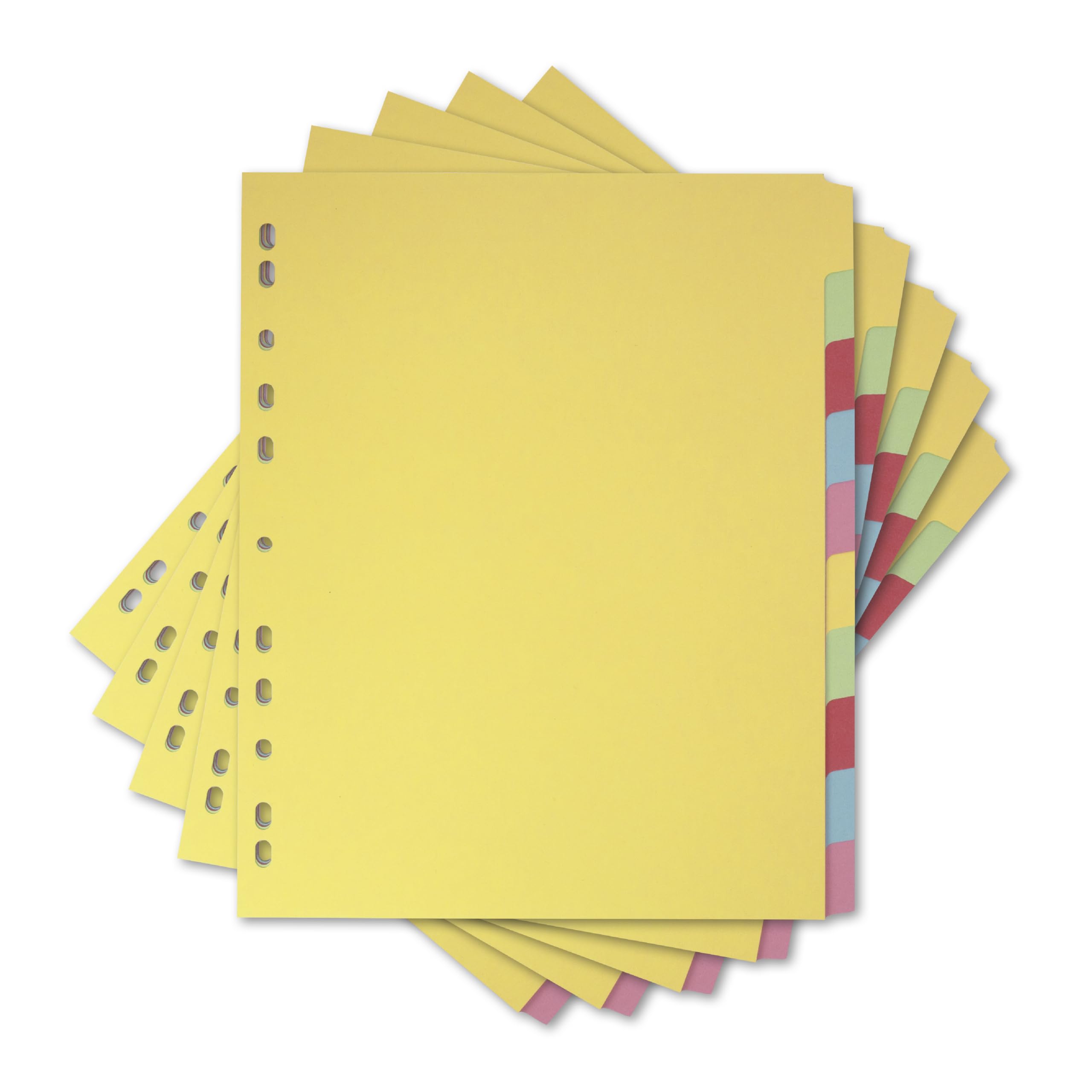 Elba A4+ Yellow 10 Part File Dividers, 5 Pack for Office School & Home Organisation, Durable Filing Dividers Suitable for Punched Pockets
