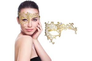 RALLEYFUN Masquerade Mask for Women Venetian Metal Party For Carnival Halloween Costume Cosplay