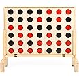 Play Platoon Giant Connect 4 Game Outdoor, 4 in a Row with Coins, Case and Rules - Extra Large Yard Games for Adults and Family - Natural Wood