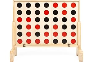 Play Platoon Giant Wooden 4 in a Row Game - Drop Four Connect Board Game Outdoor Game with Coins, Case and Rules
